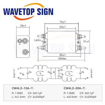 WaveTopSign Putere Filtru EMI CW4L2-10A-T/S CW4L2-20A-T/S monofazat AC 115V / 20A 250V 50/60HZ Transport Gratuit