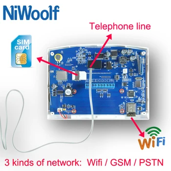 Wifi PSTN, GSM Sistem de Alarma Wireless 433 cu Fir Detectoare de Alarmă Inteligent Acasă Releu de Ieșire APP engleză/rusă/spaniolă/Franța/italiană