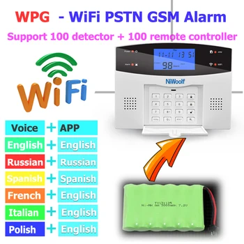 Wifi PSTN, GSM Sistem de Alarma Wireless 433 cu Fir Detectoare de Alarmă Inteligent Acasă Releu de Ieșire APP engleză/rusă/spaniolă/Franța/italiană