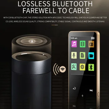 Willkey MP4 player cu Bluetooth 8GB music player cu touch-cheie radio fm, redare video, E-book hifi player MP4 walkman