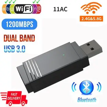 Wireless USB Adaptor WiFi 1200Mbps USB 3.0 Dual Band Bluetooth 5.0 Built-in Antenă Wifi Dongle Wireless Bluetooth Transmițător