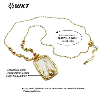 WT-MN956 WKT Naturale Pearl Colier de Perle Cu Pandantiv Cubic Zirconia de Aur Galvanizare Colier Femei Elegant Colier Bijuterii