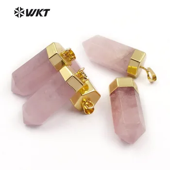 WT-P1412 WKT Fermecătoare femei bijuterii de culoare roz piatra pandantive cu aur de metal galvanizare turn punct pandantive