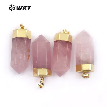 WT-P1412 WKT Fermecătoare femei bijuterii de culoare roz piatra pandantive cu aur de metal galvanizare turn punct pandantive