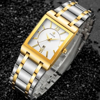 WWOOR de Moda din Oțel Inoxidabil Ceasuri Mens 2020 Top Brand de Lux Dreptunghi Cuarț Data Ceas Masculin de Afaceri de Aur Rochie Ceas de mână