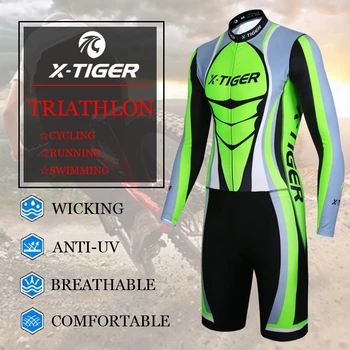 X-Tigru 2020 Maneca Lunga Triatlon Ciclism Jersey Cu Compresie Burete Căptușit Rapid-Uscat Skinsuit Pentru Înot, Alergare, Ciclism