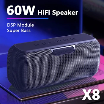 X8 60W Portabil bluetooth boxe cu subwoofer wireless, rezistent la apa IPX5 TWS 15H timp de joc Asistent Voce Extra bass Box