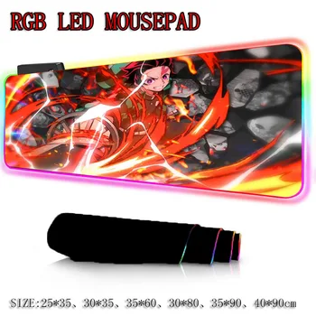 XGZ Anime Demon Slayer Kimetsu Nu Yaiba Jocuri RGB Mari Mouse Pad Calculator Gamer Mousepad Led Backlight Keyboard Birou Mat