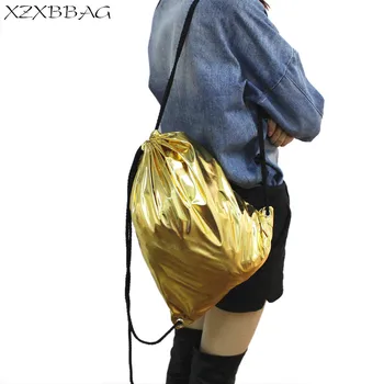 XZXBBAG 2PC Moda Impermeabil, Rucsac de Călătorie Șir Softback Sac Mochila Durabil de Aur, Argint Cordon Geanta Pentru Femei Barbati