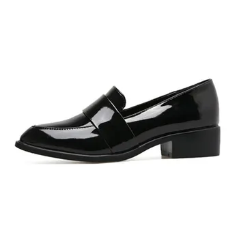YEELOCA Moda Femei Singure Pantofi de Afaceri Versatil de Brevete din Piele Casual cu Toc mic Pompe Mocasini Confortabile Plus Dimensiune 35-42