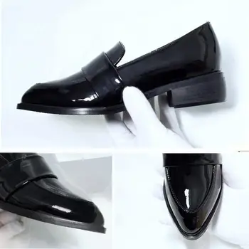 YEELOCA Moda Femei Singure Pantofi de Afaceri Versatil de Brevete din Piele Casual cu Toc mic Pompe Mocasini Confortabile Plus Dimensiune 35-42