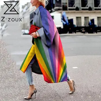 Z-zoux Femei Trenci ofițeresc de Potrivire de Culoare de Imprimare Palton Lung pentru Femei Plus Dimensiune 5XL Epocă Lung Trenci ofițeresc Femei 2020 Moda