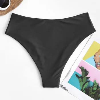 ZAFUL Afine Albastru Solid de Înaltă Tăiat partea de Jos Bikini Pentru Femei Talie Mare Bikini Vara 2020 Plaja Inot Indispensabili Moda