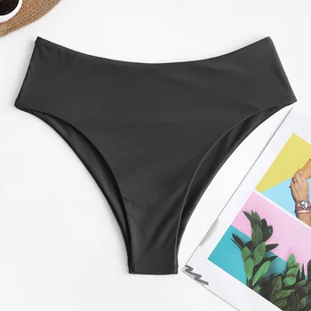 ZAFUL Afine Albastru Solid de Înaltă Tăiat partea de Jos Bikini Pentru Femei Talie Mare Bikini Vara 2020 Plaja Inot Indispensabili Moda
