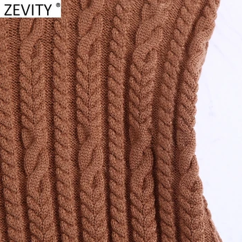 Zevity De Primăvară De Moda Pentru Femei Fără Mâneci Casual Slim Tricotat Vesta Pulover Doamnelor Șic Guler Opt Poftă De Mâncare Pulovere Topuri S563