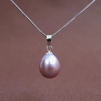 ZHBORUINI Vânzare Mare Colier de Perle de 9-10mm Forma de Picătură de Argint 925 Naturale de apă Dulce Pearl Pandantiv Bijuterii Pentru Femei, Cadou