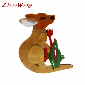ZiccoWong Moda Animal Cangur Brosa Pentru Femei Fată Drăguț Minunat Desene Animate De Animale Ace De Rever Pălărie Rucsac Brosa Cadou
