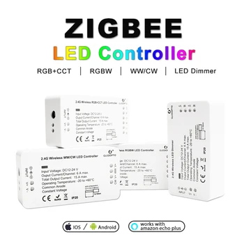 Zigbee benzi cu led-uri lumina de lucru cu alexa echo puls rgbw/rgb+cct alb cald 12V Zigbee controler smart phone control cu LED-uri lumina
