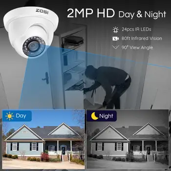 ZOSI 8CH 1080P AHD Analogic TVI Sistem de Supraveghere Video CCTV Kit cu Camere de supraveghere DVR camera Video pentru Acasă