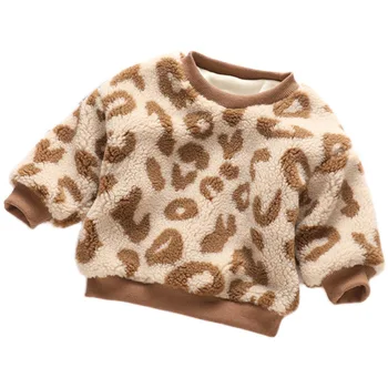 Îmbrăcăminte pentru copii de Iarna Nou pentru Copii Fete Băieți Lambswool Hanorace coreea Leopard Îngroșa Copii Cald Pulovere Jachete Copii mici