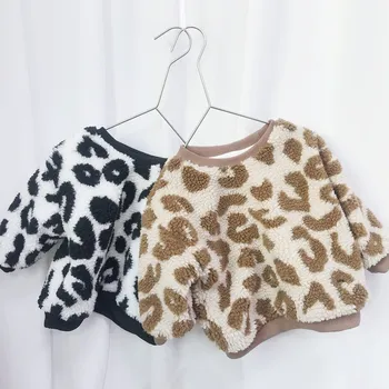 Îmbrăcăminte pentru copii de Iarna Nou pentru Copii Fete Băieți Lambswool Hanorace coreea Leopard Îngroșa Copii Cald Pulovere Jachete Copii mici