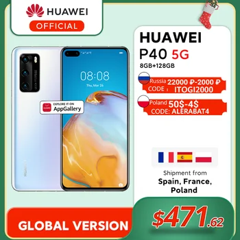 În Stoc Global Versiunea Huawei P40 5G Smartphone Kirin 990 8GB, 128GB 50MP Ultra aparat de Fotografiat Versiunea 6.1 inch Supraîncărca NFC