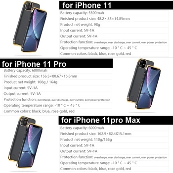 Încărcător de baterie Caz Pentru iPhone 11 11 Pro 5500/6000mah Extern Power Bank Caz de Încărcare pentru iPhone 11 pro Max Baterie Caz
