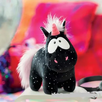 Înger Negru Unicorn Păpușă Jucărie De Pluș Animale De Dormit Perna Drăguț Vis Unicorni Briquedo Dol